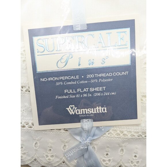 Vintage Wamsutta Supercale Plus 200 Thread Count Percale Full Flat Sheet WHITE - Picture 2 of 15